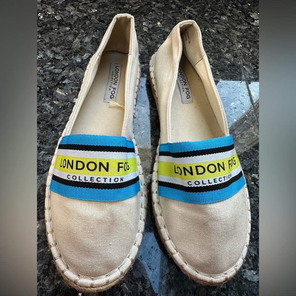 London Fog Collection Kariah Logo Slip On Espadrille Shoes Women’s Size 7.5